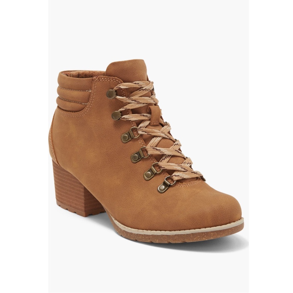 Born Born Carson Lace Up Bootie Tan Newbuck Leather Women’s Size 7.5 Rugged look